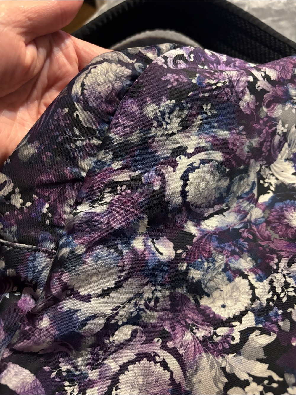 Versace Purple Floral  Backpack with Silver Medusa Accent - Picture 16 of 17